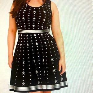 Torrid Black & White Star SweaterKnit Skater Dress